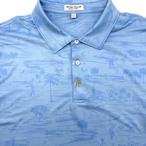 Peter Millar Summer‎ Comfort Men's Blue XL AOP Golf Course Alligator Palm Tree